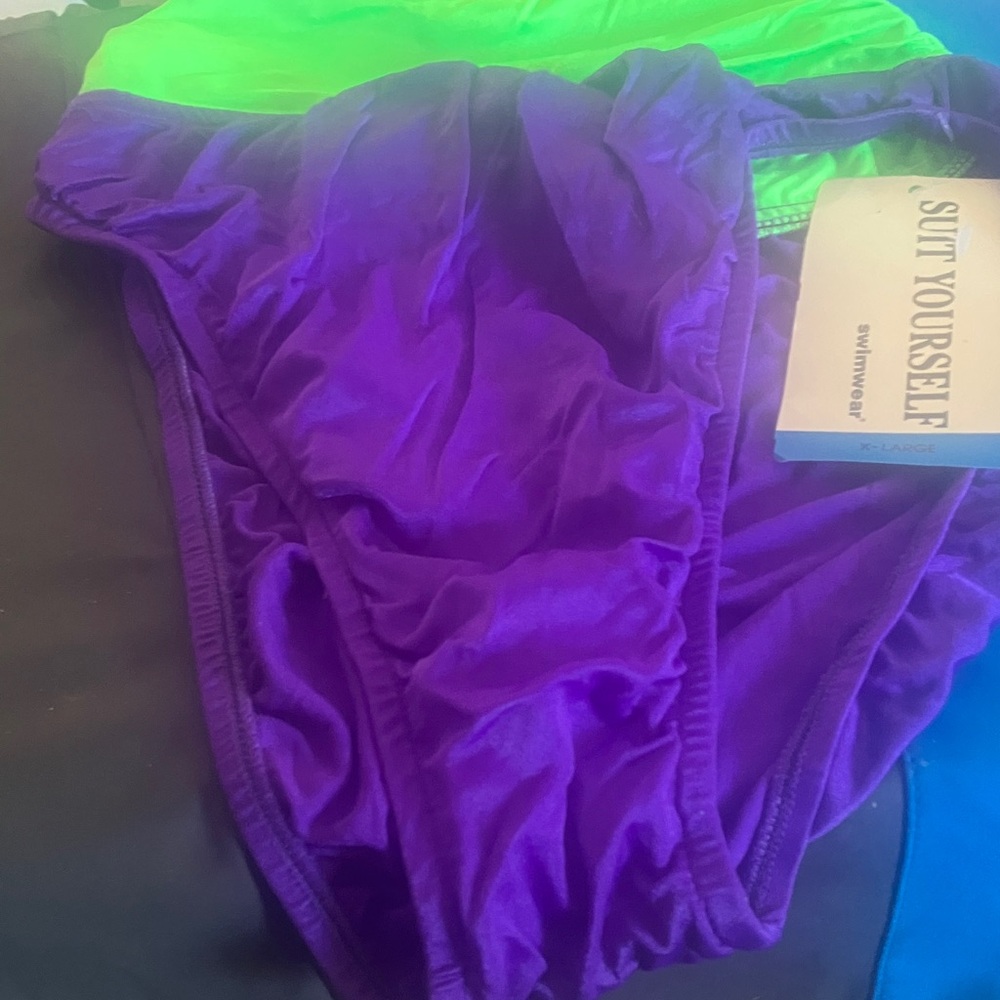 FINAL MARKDOWN Suit yourself Purple and Green Swimsuit Bottoms xl nwt
